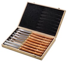 HOLZWURM Drechseleisen-Set, 8 HSS Drechselmesser im Holzkoffer, Drechselwerkzeug