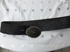 Ledergürtel Damen schwarz Länge 95Breite 6cm Vintage dekorative Glitzerschnalle