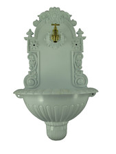 Wand Brunnen Wiener Pflanzbrunnen weiss fein ziseliert  Eisenguss+ Messing Hahn