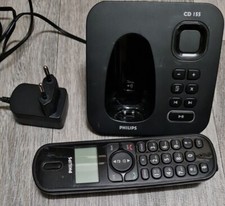 Philips CD155 Anrufbeantworter AB Schwarz und Netzteil + Defekt Mobile Teil