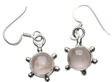 Rosenquarz Ohrhänger 925 Silber Ohrschmuck Rosa Rund Ohrringe Damen Schmuck Edel