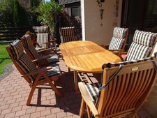 Gartenmöbelset-Set Terrassenmöbel Teak- Hochlehner, 7 Teilig