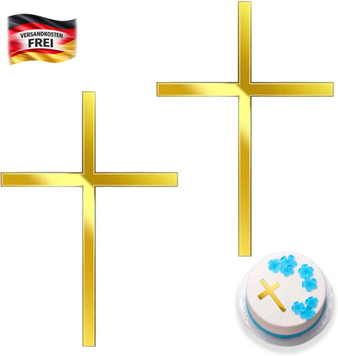Kreuz tortendeko gold stück - kreuz, 2