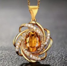 Goldene Kette Halskette Gold Farbe Neu Geschenk Anhänger Synthetischer Stein