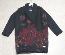 DESIGUAL Mantel Gr. 38 M weite Form  schwarz große Rosen Wolle Baumwolle warm Da