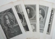 Portfolio, 35 Original Kupferstiche, Großformat, Ledereinband, antik, historisch