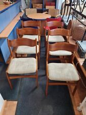 6x  Stühle aus Teakholz, Sitze mit  Stoff Gepolstert- als Gruppe