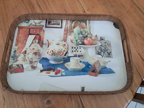 Korbtablett vintage - korbtablett,
