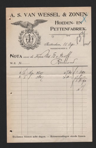 Rotterdam rechnung 1908 - rechnung, 1908,