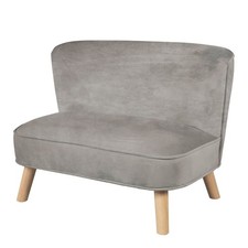 Kindersofa Lil Sofa bequeme Kindercouch Kindersitz Holzfüße Samt grau - B-Ware 