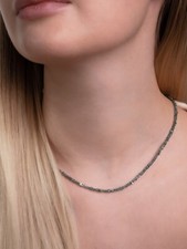 Echt Blau Rohdiamantkette Mit 925 Silver Verschluss Ca.45 Cm Sehr Wunderschöne