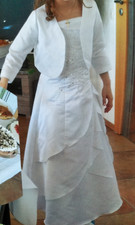 Kommunionkleid Gr.140 mit edler Perlenstickerei und Bolero