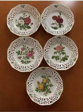 Porzellan Durchbruchteller Wandteller Schumann Arzberg 5 TLG Blumendekor neuwert