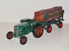 Blechtraktor Modell Oldtimer Kramer Traktor Gespann mit Holzanhänger L 59 cm