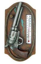 Wand Thermometer Gun Western Deko Colt Pistole Cowboy Temperatur Wandschild Bild
