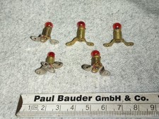 (195) 5 St. H0 / N Lampensockel, Lampenfassungen m. roten Glühbirnen, gebraucht