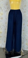 Indigo Blue Thongsiri Hose Stoffhose mit Fransen Handmade Damen Blau mit Etikett