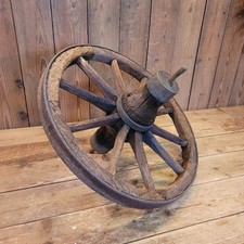 Holz Wagenrad Ø 50cm Rad alt m. 10 Speichen Speichenrad Schubkarrenrad massiv