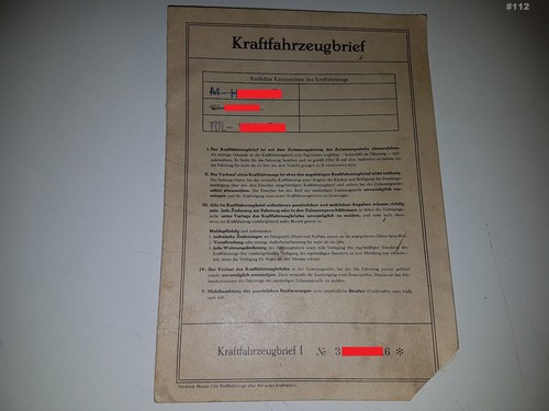 Fahrzeugbrief kfz brief - kfz, 1968
