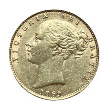 Großbritannien, Victoria, Sovereign, 1869, London, Union Shield, Gold, VZ