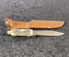 Vintage Jagd Messer Hirschhorn Solingen Hirschkopf Griff Defekt HL10