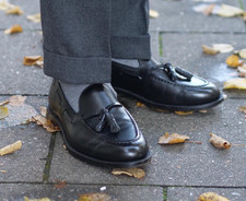 Grant Stone Tassel Loafer, schwarz, Herrenschuh, klassisch, rahmengenäht.