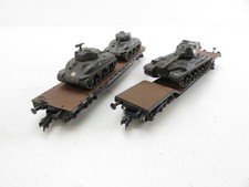 (PAP132) Roco H0 DC Flachwagen-Set mit Panzer US Army, ohne VP
