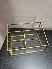 Goldener Badezimmer-Organizer, Make-Up-Ständer aus Glas