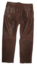 Herren- LEDERJEANS /  Lederhose in braun mit Ziernähten Gr. 52 ca. W36/ L33