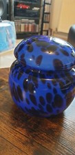 Deckeldose,Glasdose ,blau-schwarz