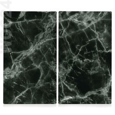 2-teilig 30x52 Herdabdeckung Herdabdeckplatte Ceranfeld Schwarz Glas Marmor