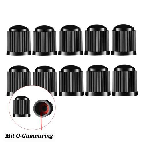 10x auto ventilkappen - 10x, schwarz