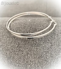 Ohrringe Creolen 7 CM Strang Quadrat Massiv Silber 925/1000 Damenschmuck