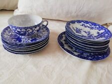 Chinesisches Teeservice Teller Kirschblüte Drache Porzellan, 14 Teller, 1 Tasse