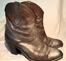 Cowboy Stiefel Leder braun mit silberglanz , Paul Barritt New York Gr. 40