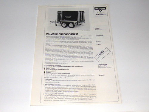 Westfalia viehanhänger - westfalia,