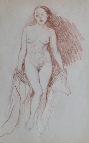 Jugendstil akt frau stehend - frau,