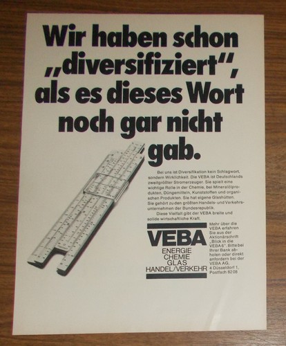 Seltene werbung veba wir - veba, ag