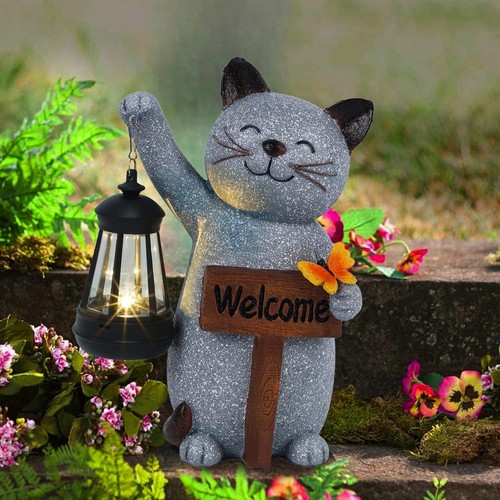 Katzen figuren mit solar - mit,