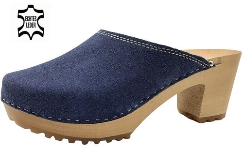 Damen holzclog clog leder - damen,