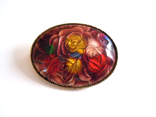 Vintage brosche email - brosche,
