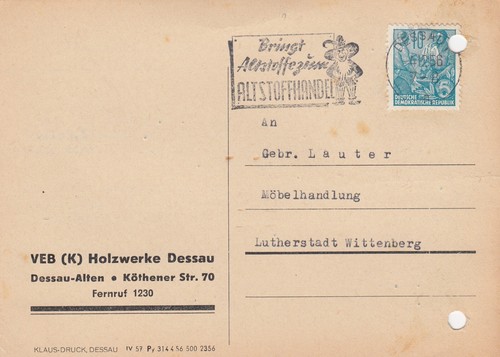 Dessau alten postkarte 1956 - dessau-alten,,