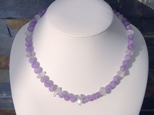 Amethystkette mit bergkristall - amethystkette,