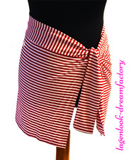 Designer-LAGENLOOK Jersey-Binde-Cacheur Blender Hüftmogler rot-weiss Streifen 
