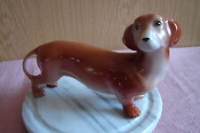 DACKEL VINTAGE PORZELLAN  HUND JAGDHUND  JAGEN DEKO FIGUR NACHLASS 15x12x6 cm