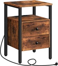 HOOBRO Nachttisch Couchtisch mit Steckdosen und USB-Anschlüsse Beistelltisch 