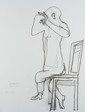 R. HOLDERRIED KAESDORF (*1922), Figur auf Stuhl sitzend, Offsetdruck Moderne