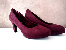 NEU!!  High Heels  Pumps 38 weinrot  Wildleder  Optik Plateausohle  Damen Schuhe