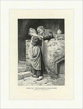 Verliebter Narr Liebe Mauer Hermann Kaulbach Reisigbesen Treppe Holzstich A 0473