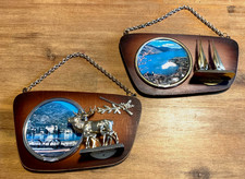 2 x Hängeschild mit Kette auf Holz - GRAVEDONA - Italien - Andenken - Souvenir